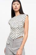 Printed Double Satin Corset Blouse - Egret
