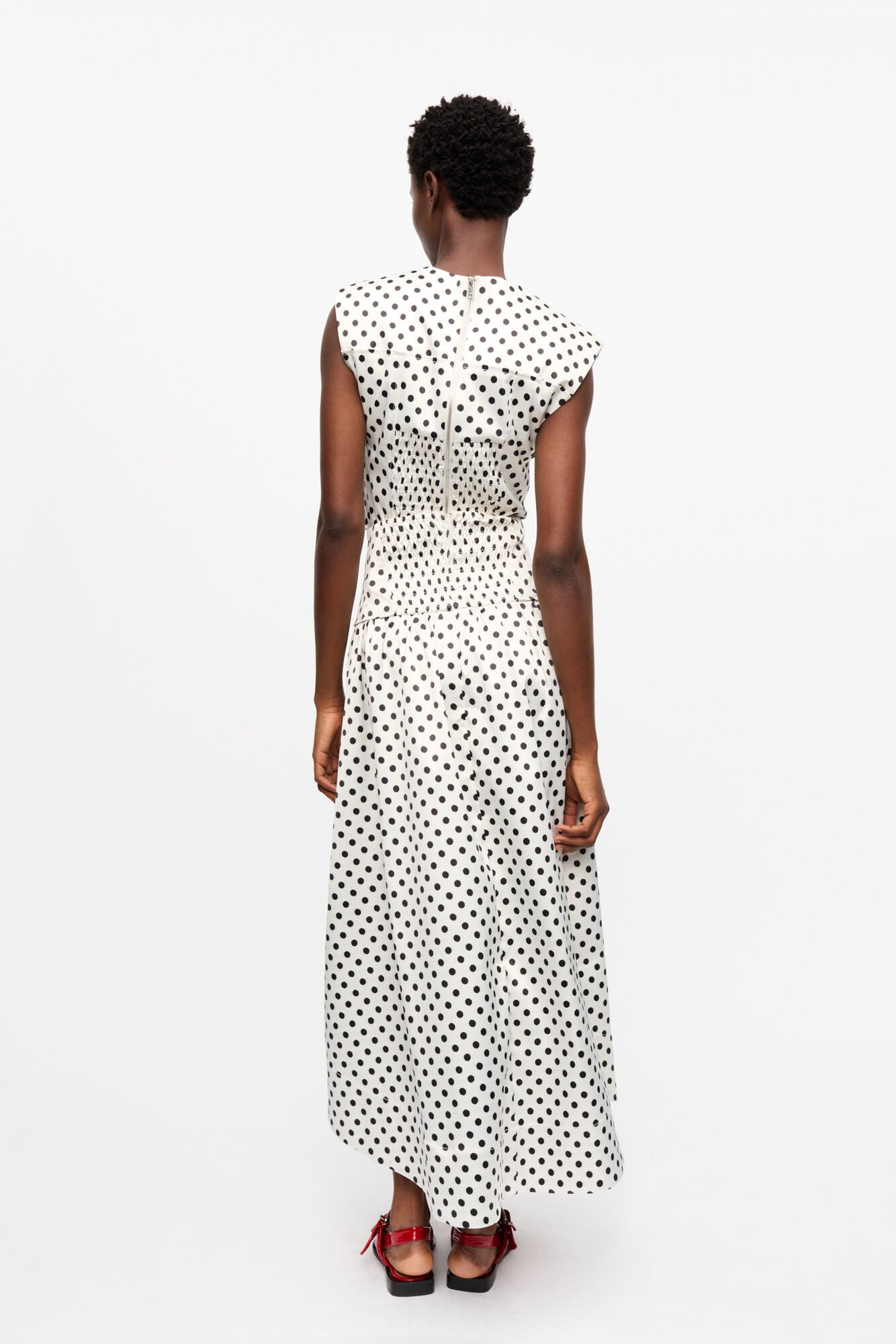 Printed Double Satin Long Pocket Skirt - Egret