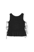Cotton Poplin Smock Tie String Top - Black