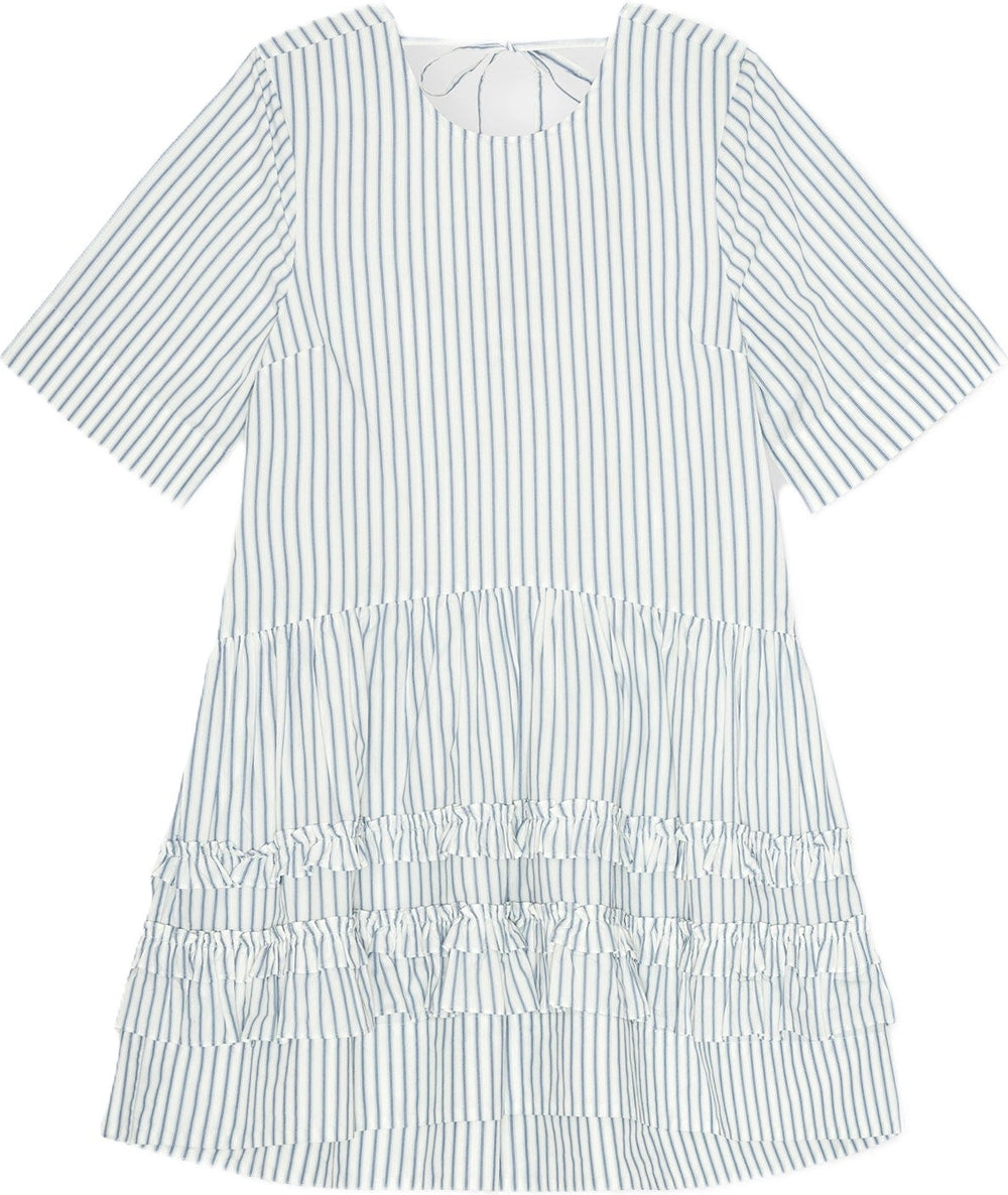 Stripe Cotton Mini Dress - Egret