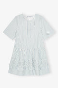 Stripe Cotton Mini Dress - Egret