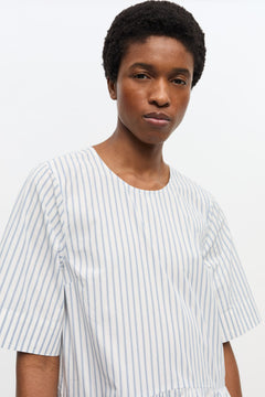 Stripe Cotton Mini Dress - Egret