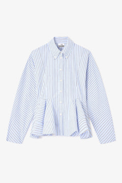Stripe Cotton Peplum Shirt - Lavender Lustre