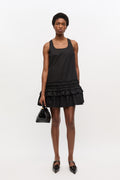 Cotton Poplin U-Neck Mini Dress - Black