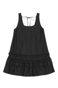 Cotton Poplin U-Neck Mini Dress - Black