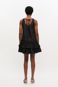 Cotton Poplin U-Neck Mini Dress - Black