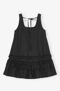 Cotton Poplin U-Neck Mini Dress - Black