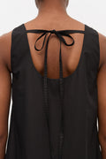 Cotton Poplin U-Neck Mini Dress - Black