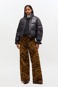 Shiny Nylon Short Puffer Jacket - Black