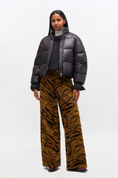 Shiny Nylon Short Puffer Jacket - Black