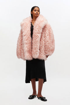 Long Pile Alternative Fur Midi Coat - Mary'S Rose