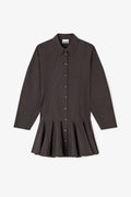 Stretch Cotton Buttoned Mini Dress - Black