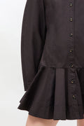 Stretch Cotton Buttoned Mini Dress - Black