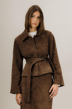 Gustava Suede Jacket - Chocolate Brown