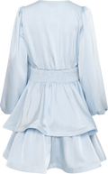 Jade Wave Satin Dress - Light Blue