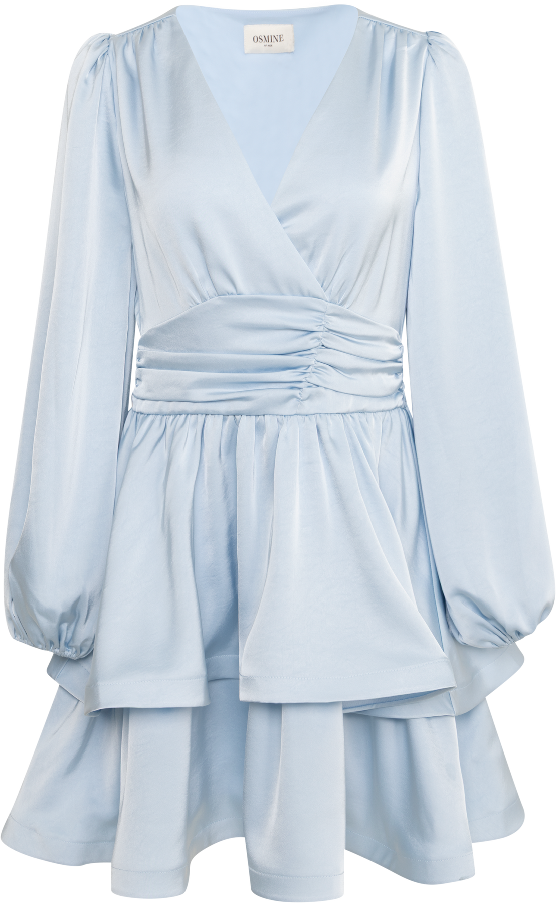 Jade Wave Satin Dress - Light Blue