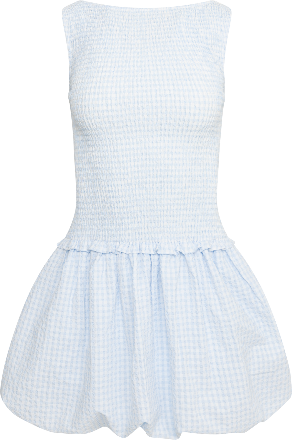 Tora Gingham Mini Dress - Light Blue