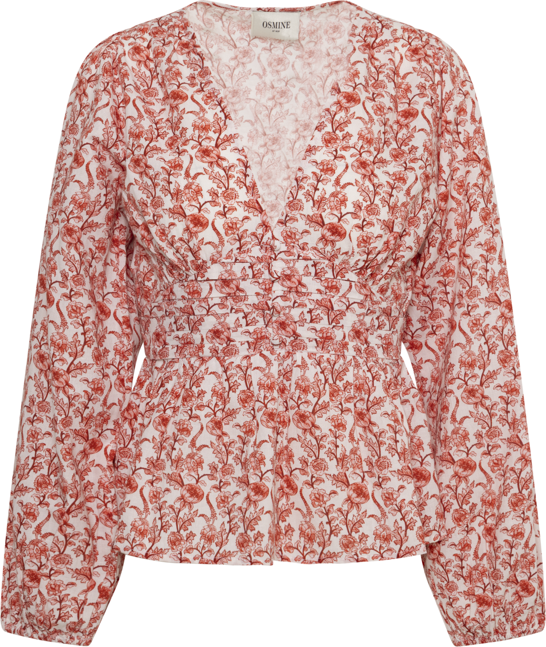 Rosine Linen Top - White/Red