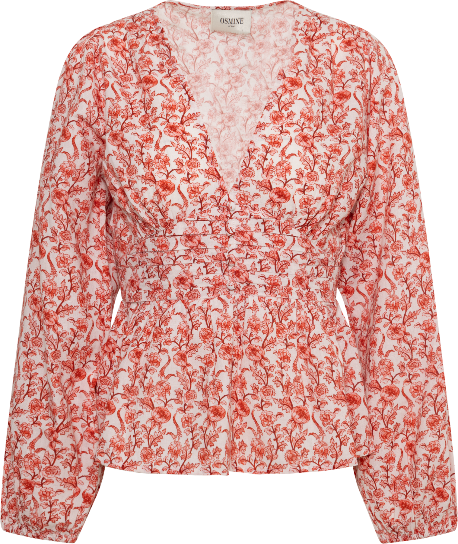 Rosine Linen Top - White/Red