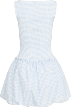 Tora Gingham Mini Dress - Light Blue