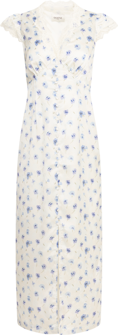 Agnes Satin Lace Dress - Blue Floral