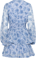 Jade Wave Chiffon Dot Dress - Blue