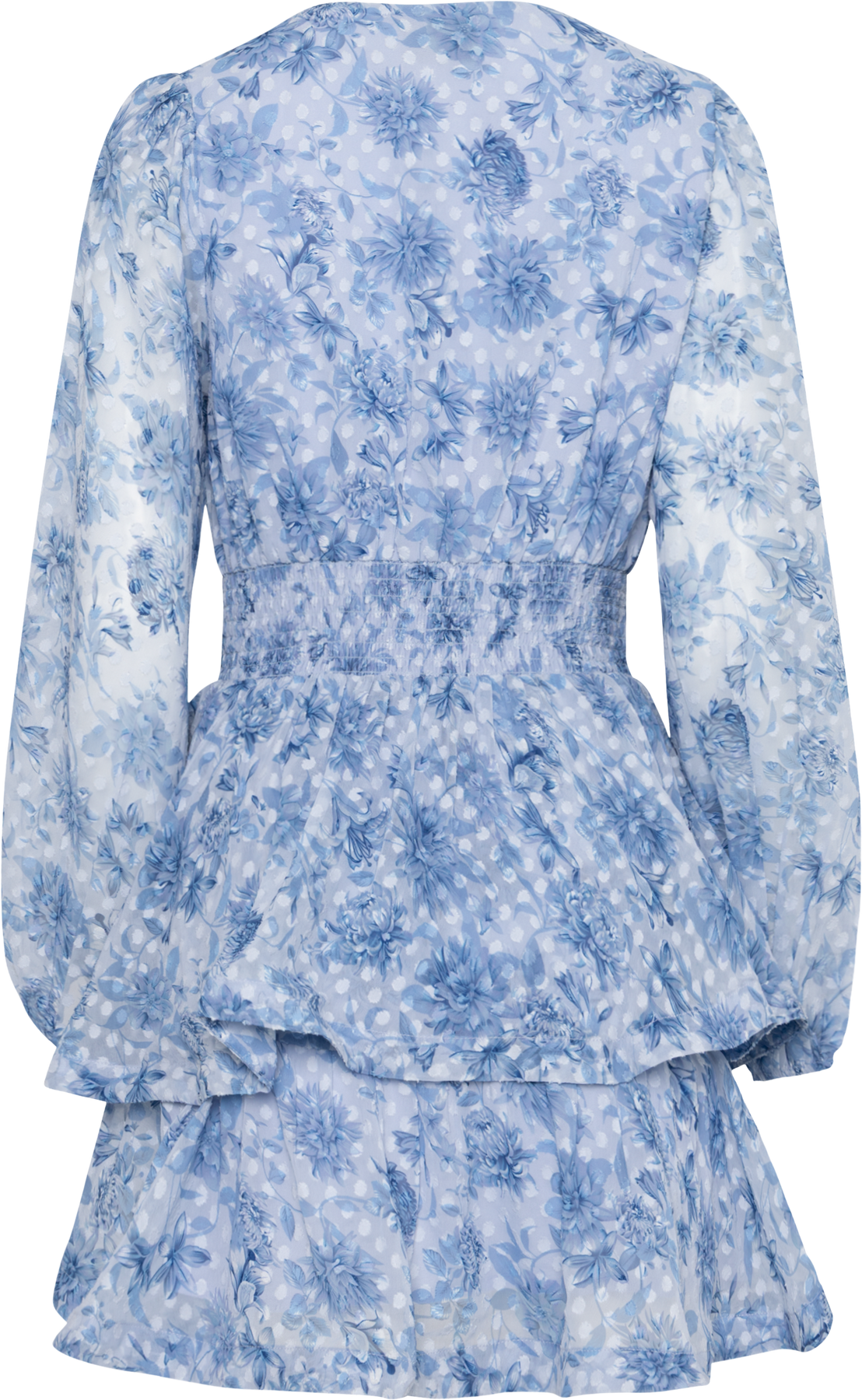 Jade Wave Chiffon Dot Dress - Blue
