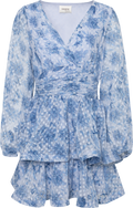 Jade Wave Chiffon Dot Dress - Blue