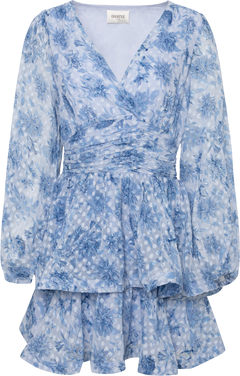 Jade Wave Chiffon Dot Dress - Blue