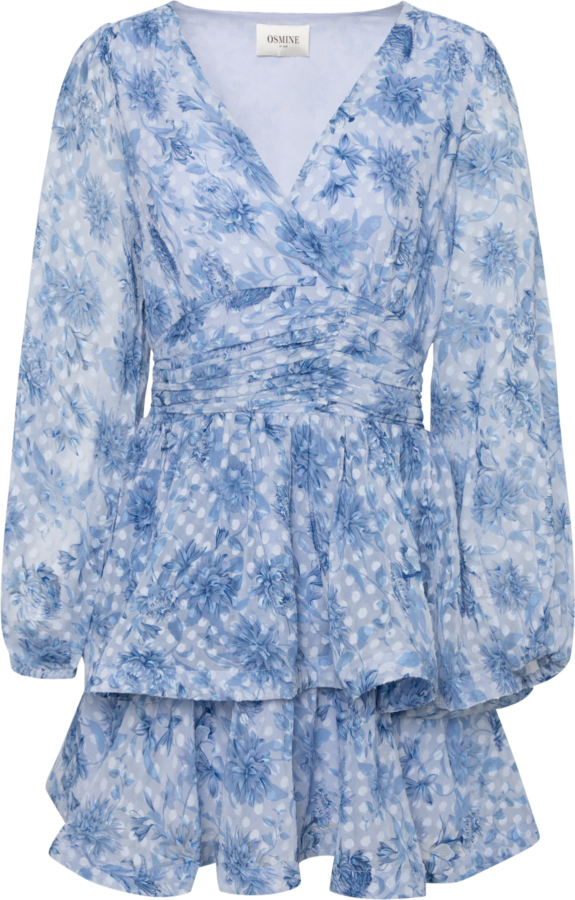 Jade Wave Chiffon Dot Dress - Blue