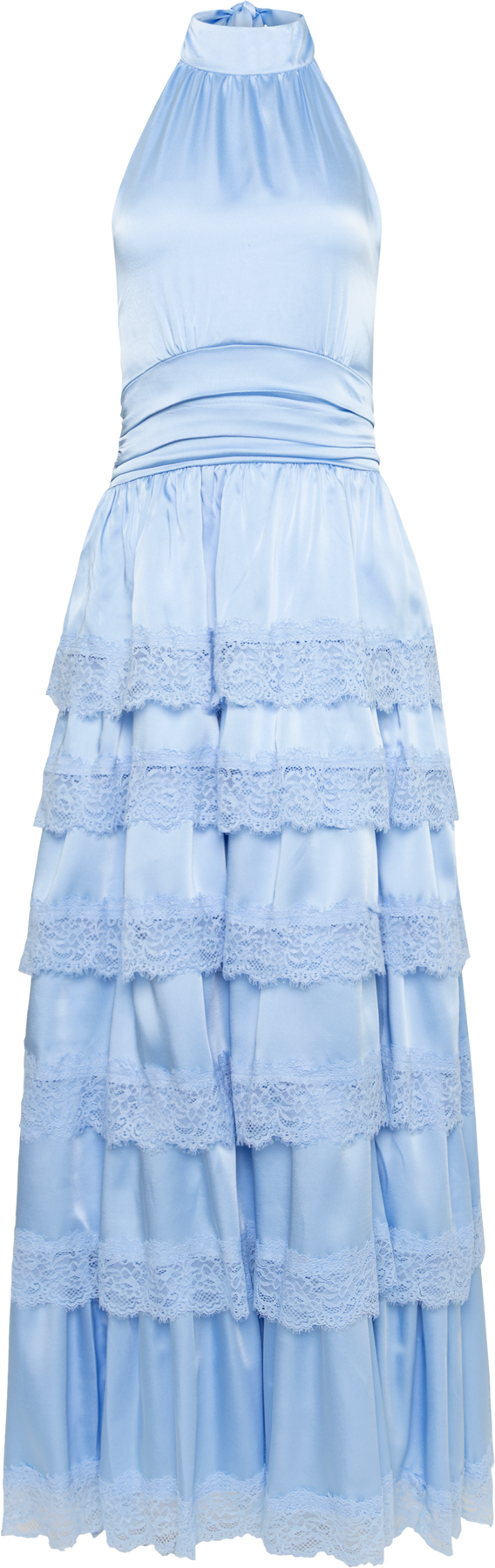 Ingalu Satin Lace Maxi Dress - Light Blue
