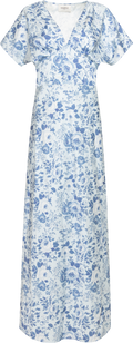 Kristin Satin Flower Dress - Blue