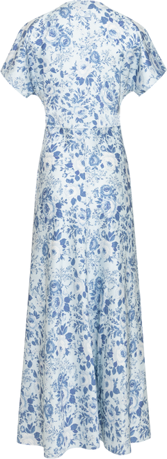 Kristin Satin Flower Dress - Blue
