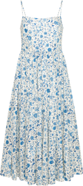 Thyra Cotton Strap Midi Dress - Blue