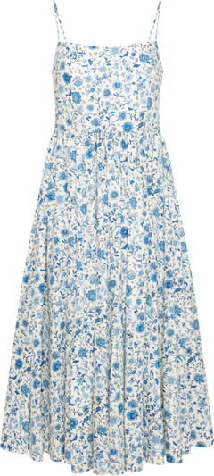 Thyra Cotton Strap Midi Dress - Blue