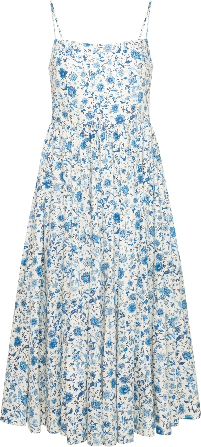Thyra Cotton Strap Midi Dress - Blue