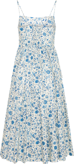 Thyra Cotton Strap Midi Dress - Blue