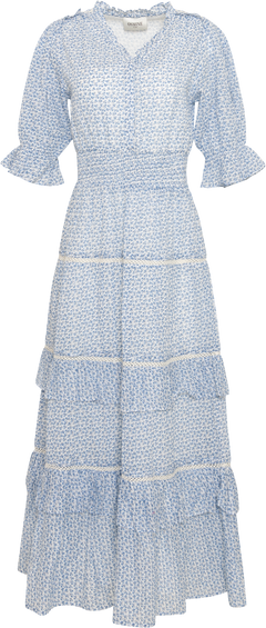 Vera Cotton Flower Dress - Blue Flower