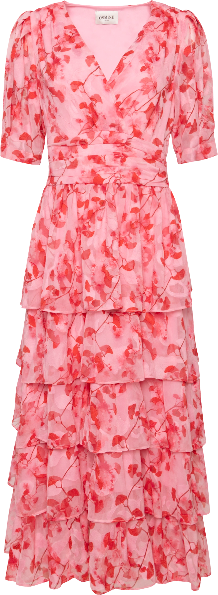 Jade Goddess Midi Dress - Pink/Red