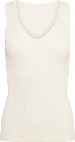 Emmy Silk Cotton V-Neck Tank - Off White