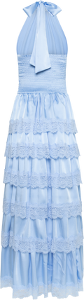 Ingalu Satin Lace Maxi Dress - Light Blue