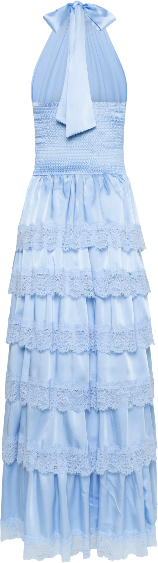 Ingalu Satin Lace Maxi Dress - Light Blue