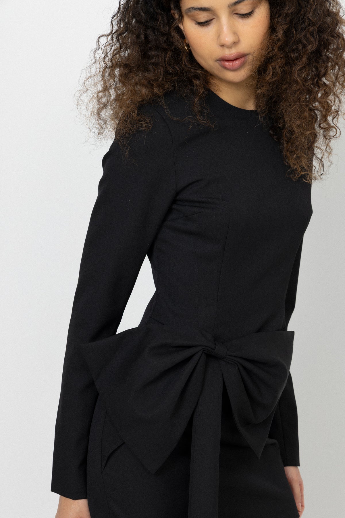 Mini Dress W/ Ls - Black