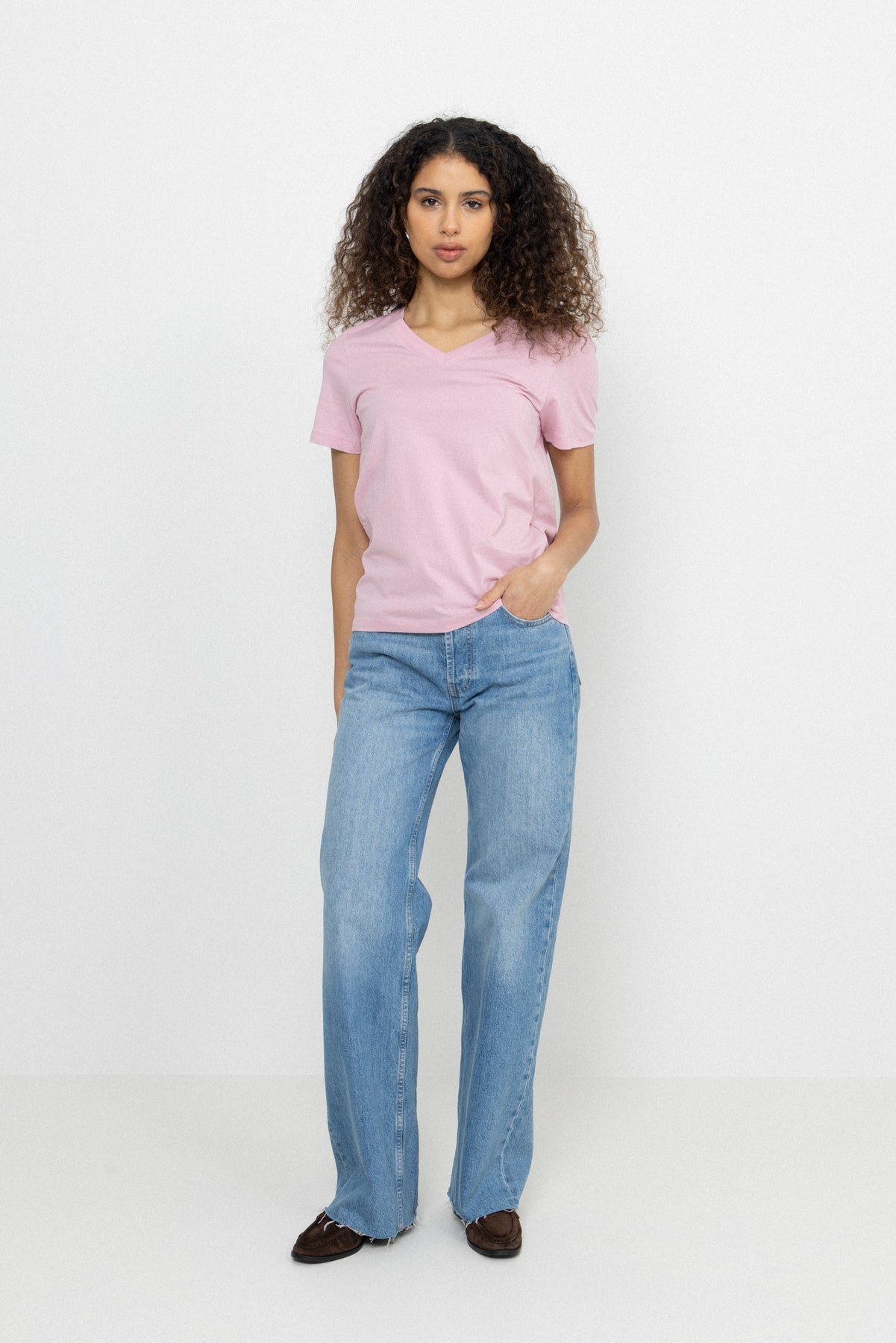 Essential Ss V-Neck Tee Noos - Bleached Mauve