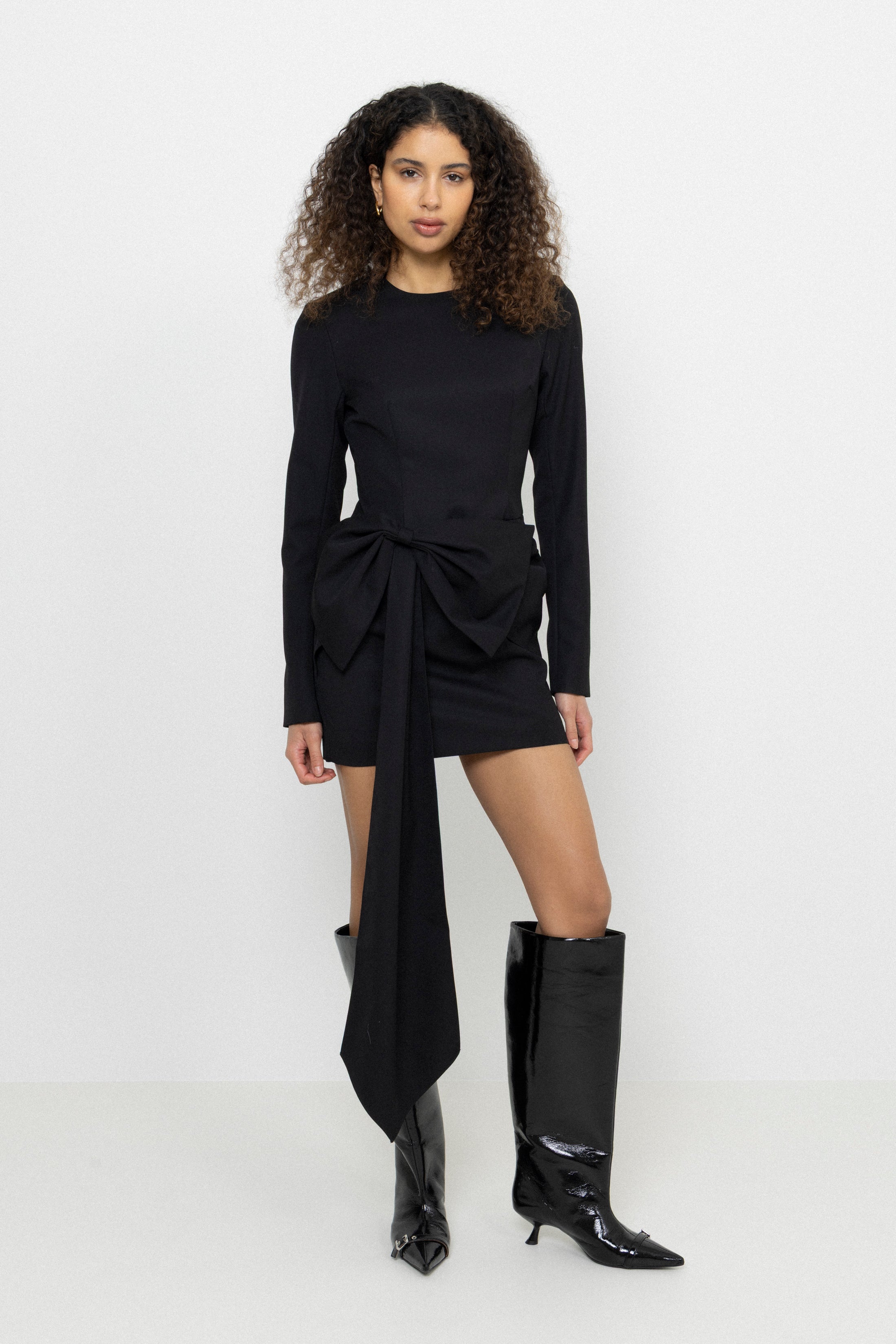 Mini Dress W/ Ls - Black