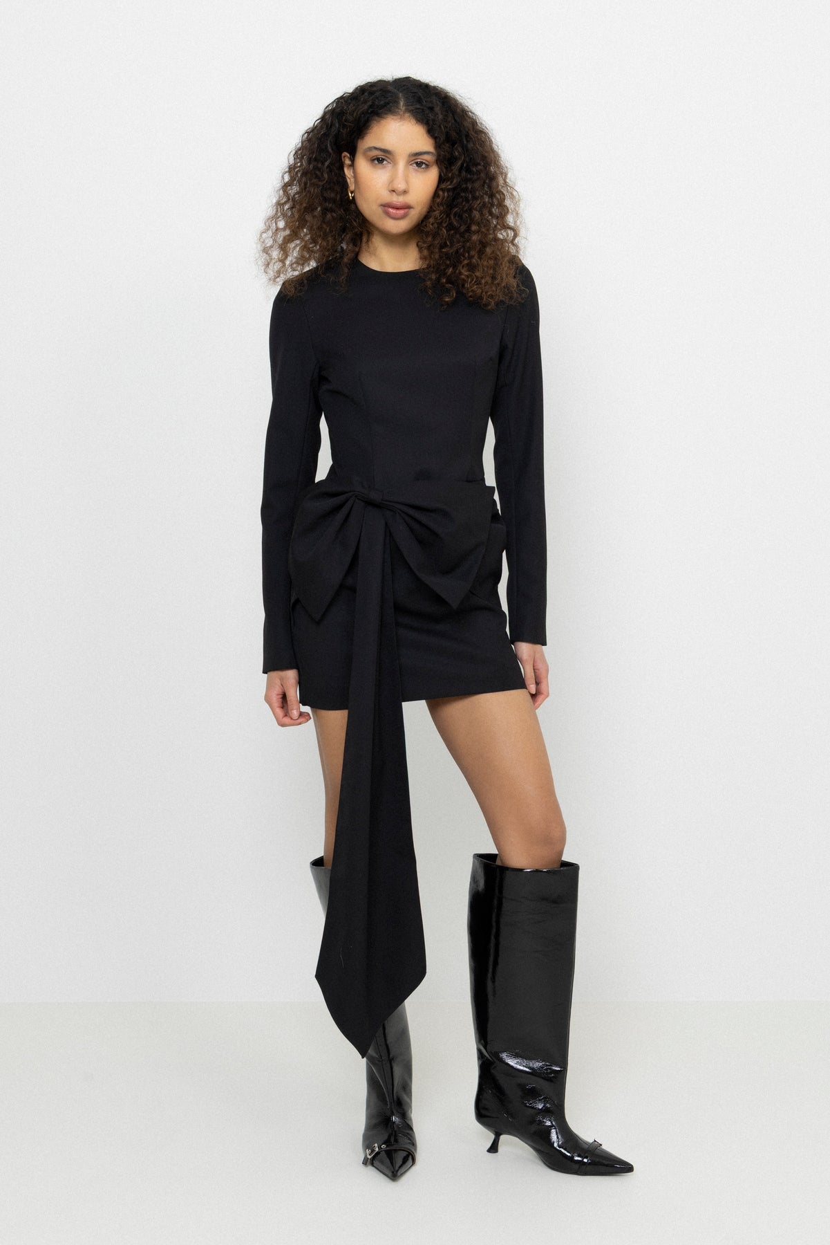 Mini Dress W/ Ls - Black