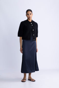 Andrea Knit Rib Cardigan - Black