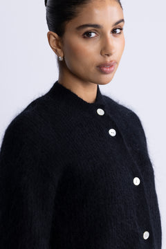Andrea Knit Rib Cardigan - Black