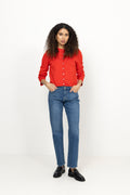 Yaselena Ls Knit Cardigan - Fiery Red