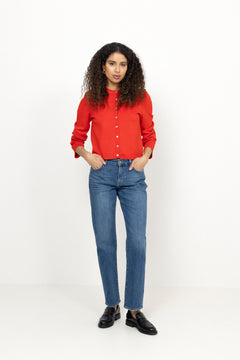 Yaselena Ls Knit Cardigan - Fiery Red